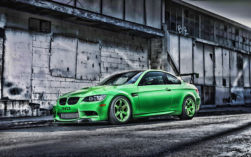 BMW M3, R, E92, tuning, green m3, supercars, tunned BMW M3, german cars, green E92, BMW, HD wallpaper