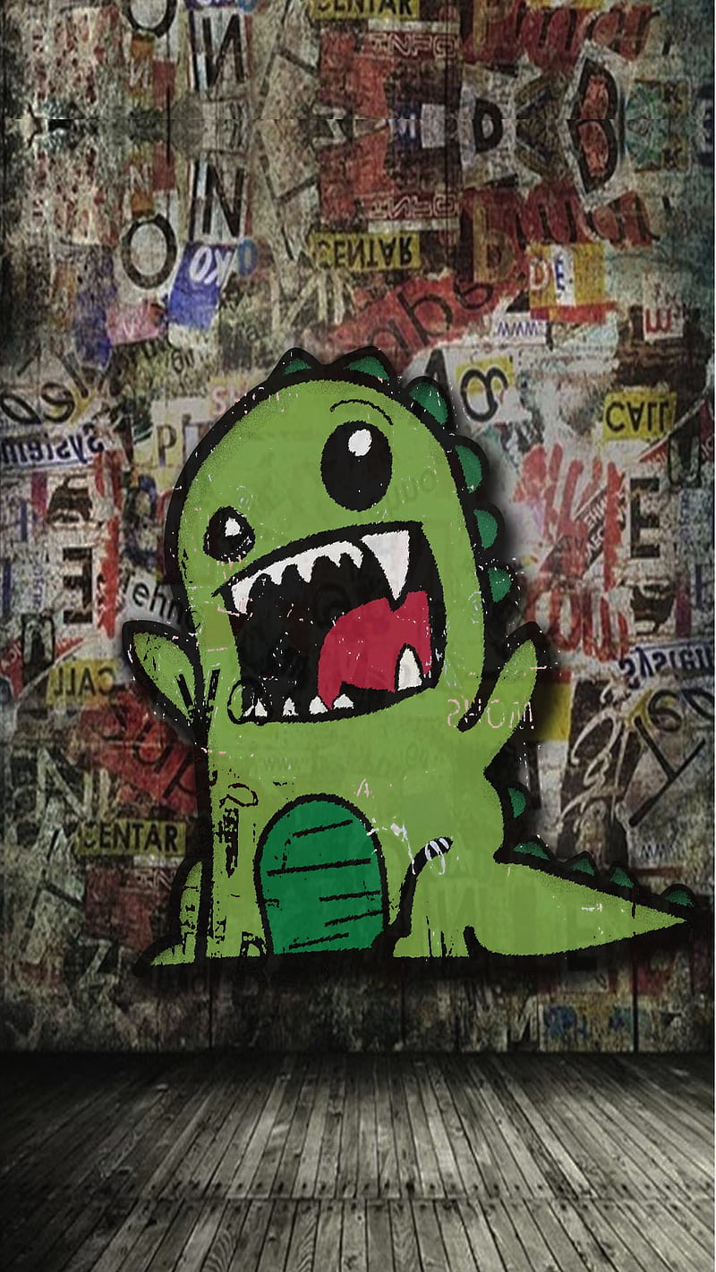 Monster graffiti, dino, dinosaurio, local, monstruo, movil, pared, HD phone  wallpaper | Peakpx