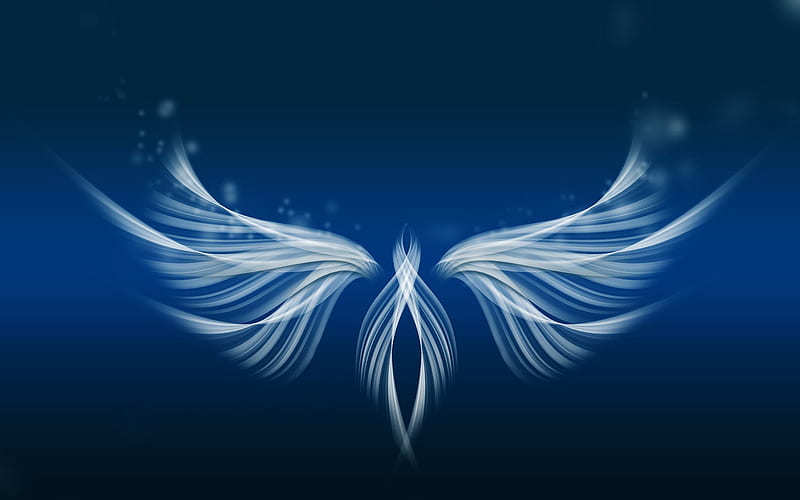 ღ ❀ white angel abstract❀ღ, white, abstract, blue, angel, HD wallpaper