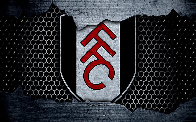 Fulham football, Premier League, England, emblem, Fulham logo, football club, London, UK, metal texture, grunge, HD wallpaper