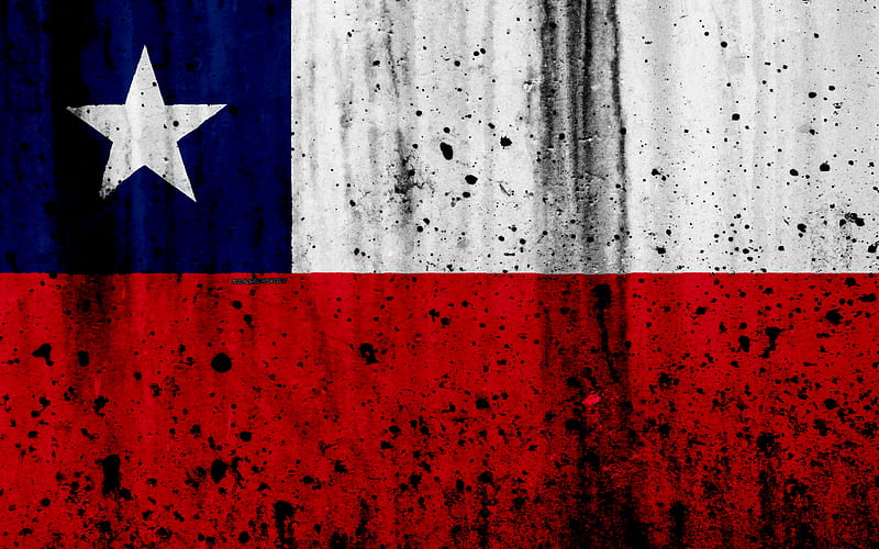 Chilean flag grunge, flag of Chile, South America, Chile, national symbols, Chilean National flag, HD wallpaper