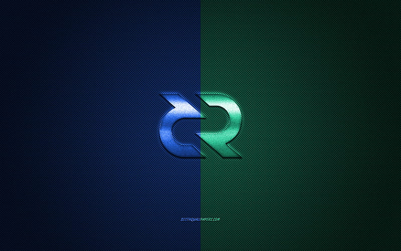 Decred logo, metal emblem, green blue carbon texture, cryptocurrency, Decred, finance concepts, HD wallpaper