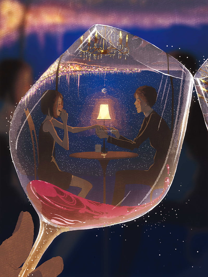 anime, couple, Wine Glass Bay, smiling, crying, blushing, lantern, HD phone wallpaper