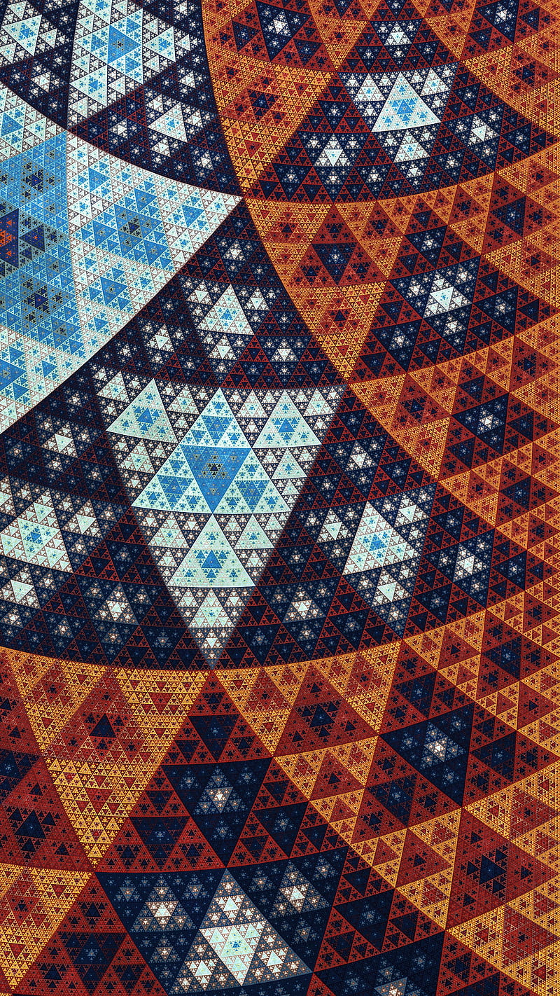 fractal, triangles, geometric, abstract, pattern, HD phone wallpaper