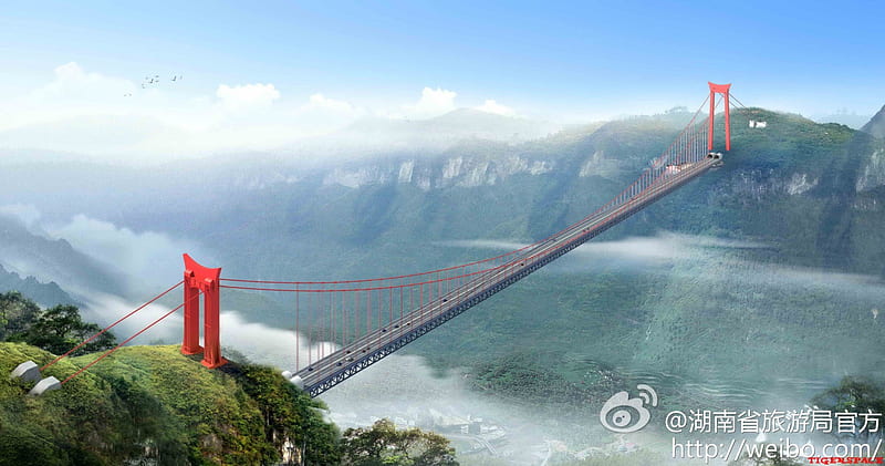 Aizhai Bridge_ China, architecture, Asia, world, wonderful, marvels, travel, bonito, longest, highest, graphy, Aizhai, rural, ingiunity, China, fantastic, bridges, tunnel-tunnel, suspension, awesome, HD wallpaper