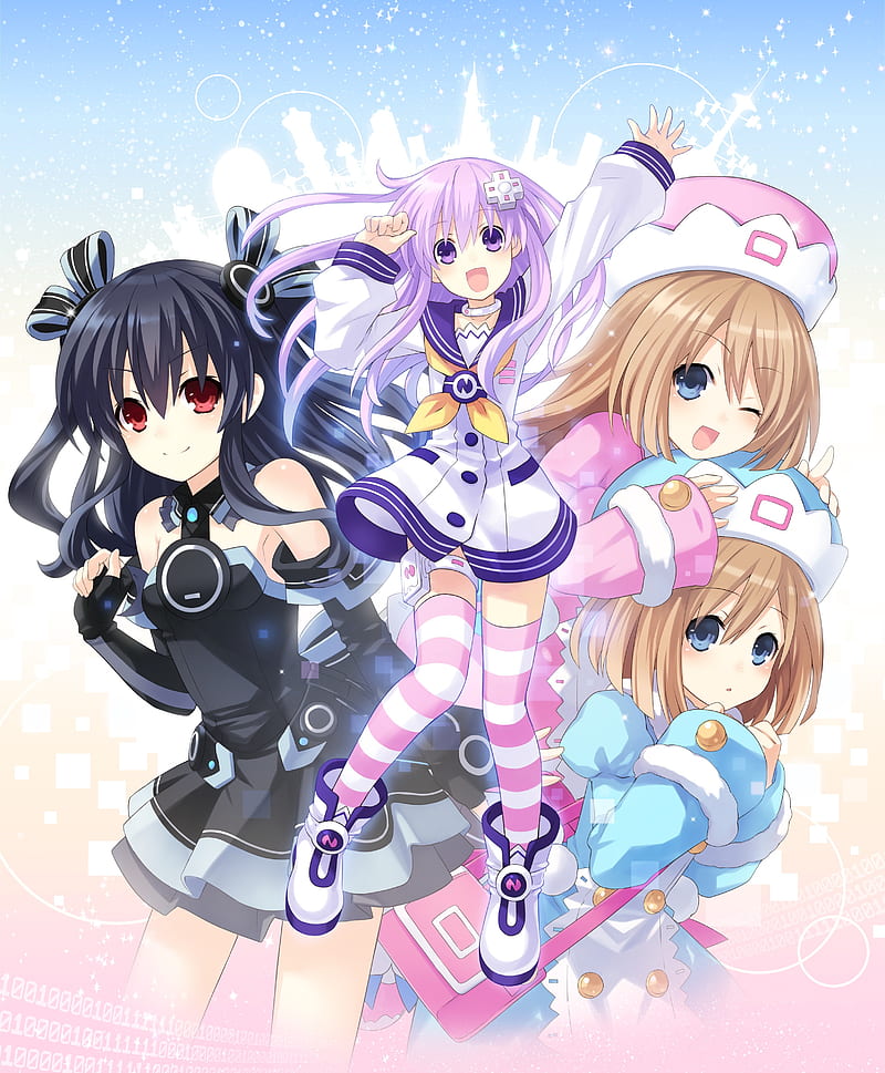 Hyperdimension Neptunia, anime girls, Nepgear (Hyperdimension Neptunia), Uni (Hyperdimension Neptunia), Ram (Hyperdimension Neptunia), Rom (Hyperdimension Neptunia), anime, HD phone wallpaper