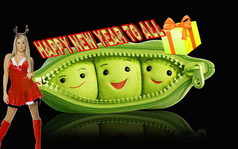 ✮ ☃ ✯ Peas_-happy-new-year ✌❤, new year, green, peas, 2012, HD wallpaper