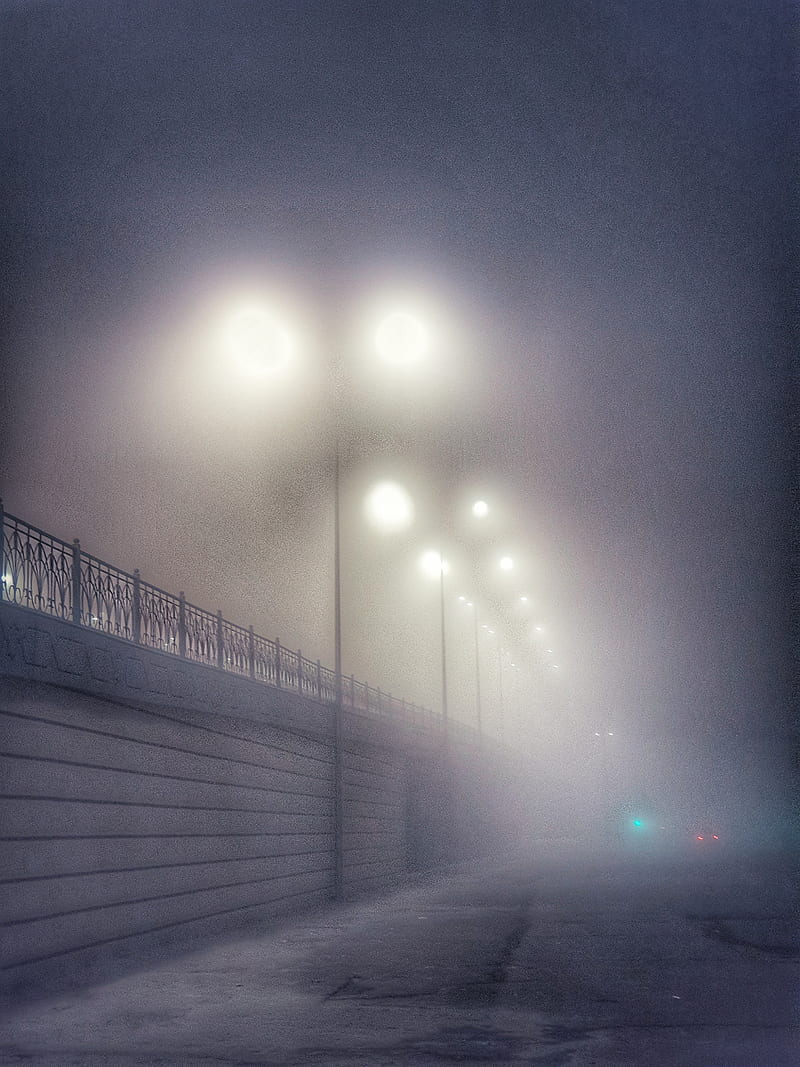 Night fog , fog, lightening, uzbekistan, HD phone wallpaper