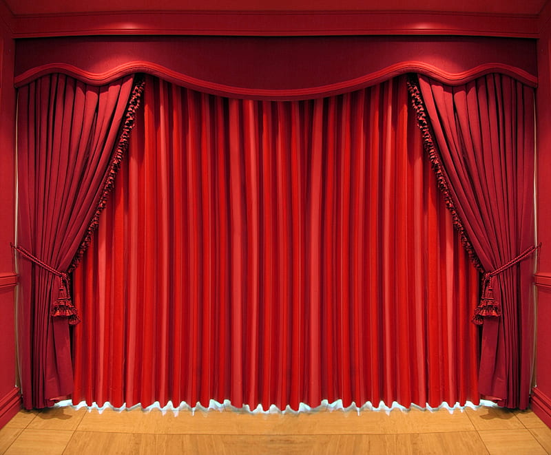 Red curtain, red, curtain, scene, texture, HD wallpaper