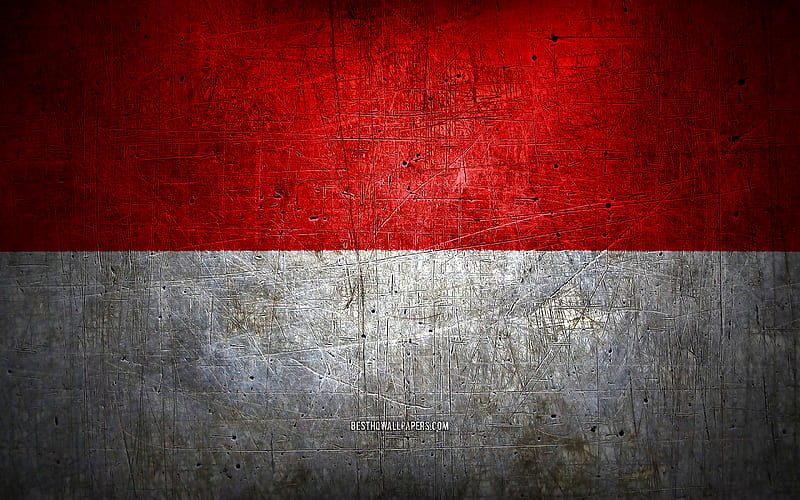 Indonesian metal flag, grunge art, asian countries, Day of Indonesia, national symbols, Indonesia flag, metal flags, Flag of Indonesia, Asia, Indonesian flag, Indonesia, HD wallpaper