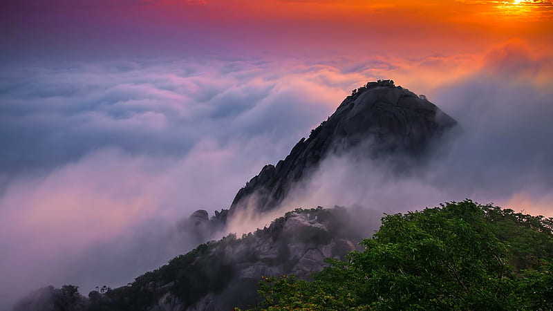 Beauty clouds Korea landscape mountains sunrise, Seoul Landscape, HD wallpaper