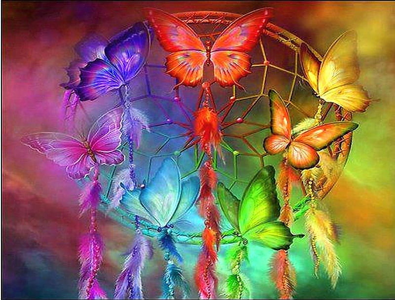 Atrapasueños, belleza, mariposas, Fondo de pantalla | Peakpx