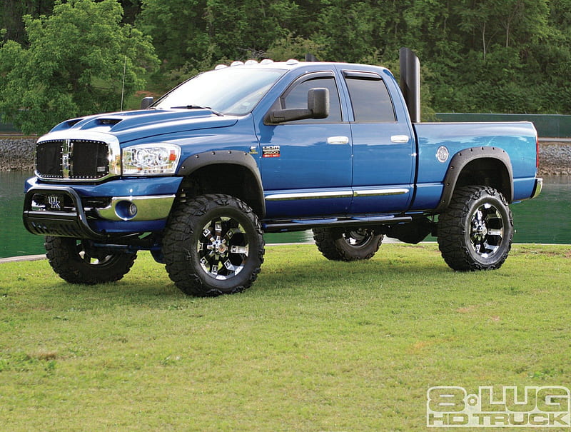 lifted trucks with stacks