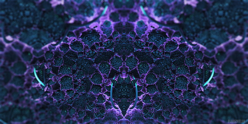 fractal, structure, 3d, purple, abstraction, HD wallpaper