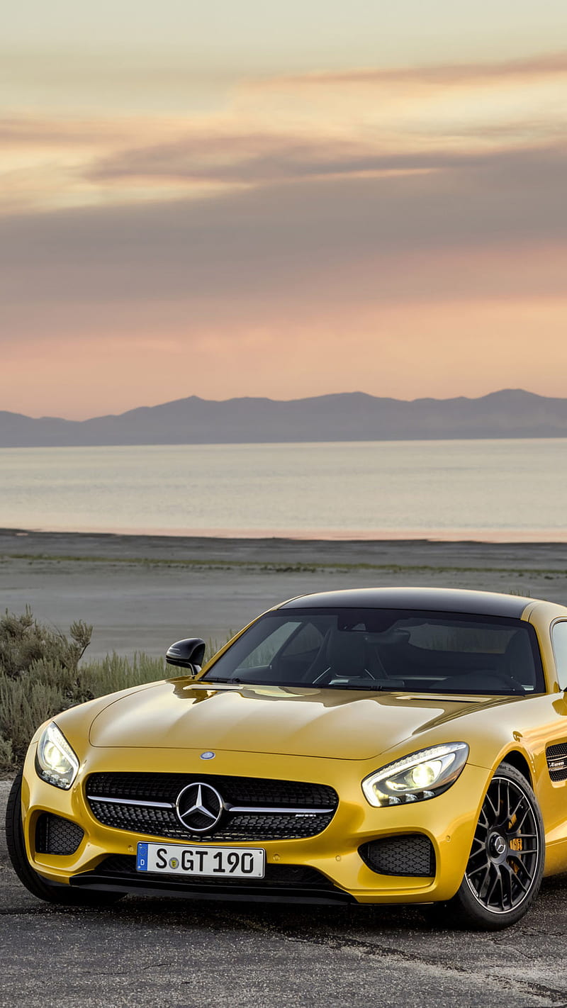 Yellow mercedes, benz, car, front, germany, HD phone wallpaper | Peakpx