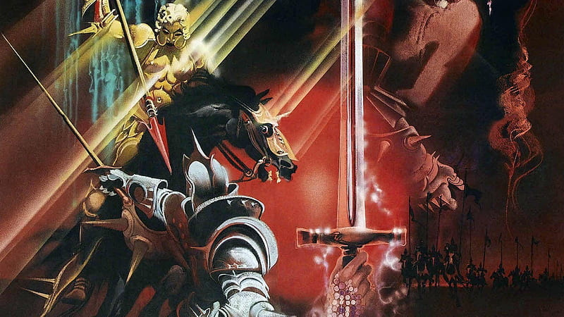 Excalibur, black, knight, sword, golden, HD wallpaper