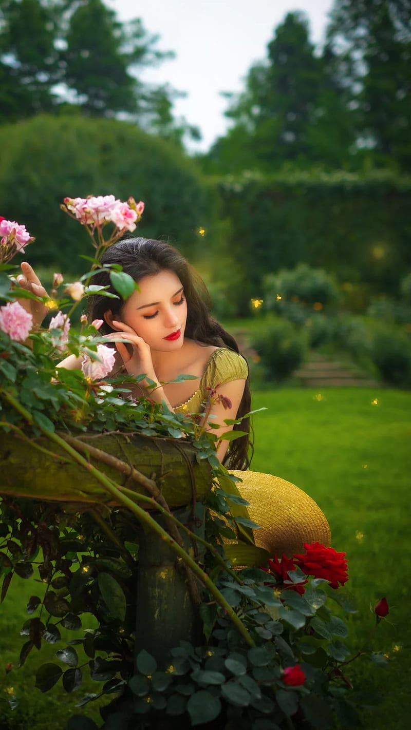 Mood, asian, cute, flowers, garden, girl pretty, roses, sad, HD phone  wallpaper | Peakpx