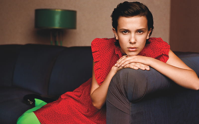 Millie Bobby Brown, Hollywood, american actress, beauty, brunette, HD wallpaper
