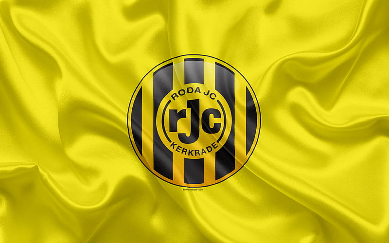 Roda JC Kerkrade Dutch football club, logo, emblem, Eredivisie, Dutch football championship, Kerkrade, Netherlands, silk texture, Roda FC, HD wallpaper