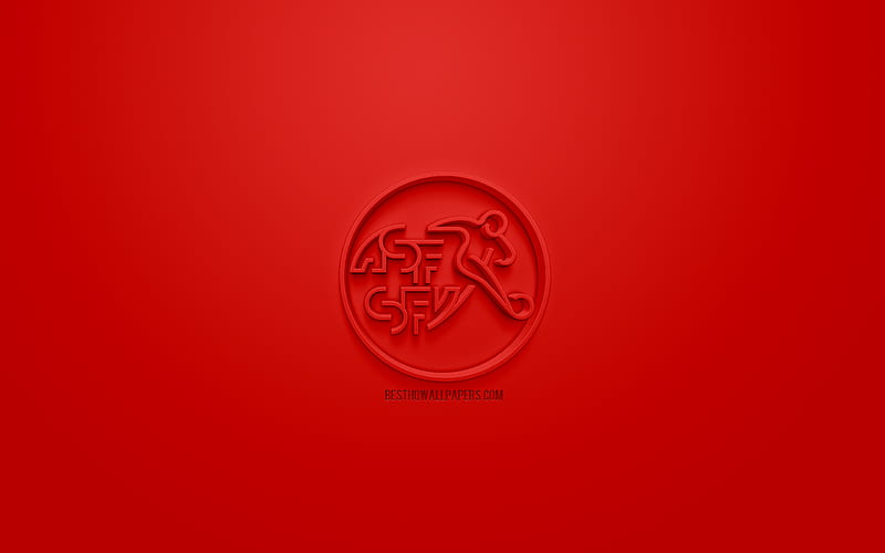 Switzerland national football team, creative 3D logo, red background, 3d emblem, Switzerland, Europe, UEFA, 3d art, football, stylish 3d logo, HD wallpaper