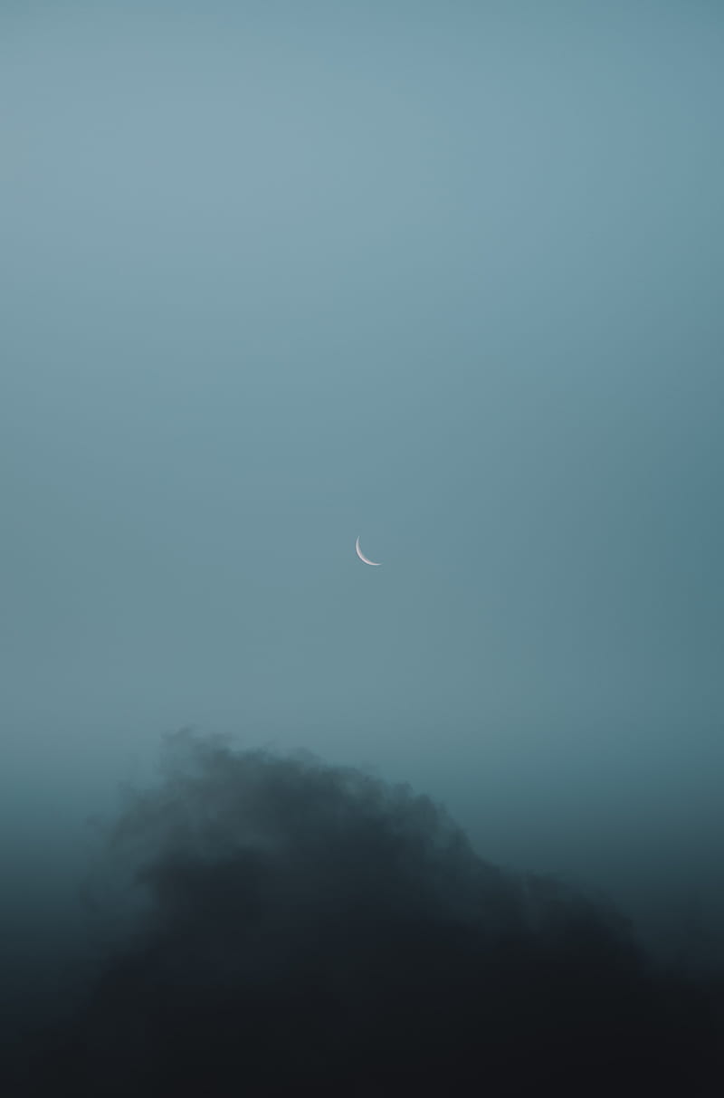 moon, cloud, sky, gray, HD phone wallpaper
