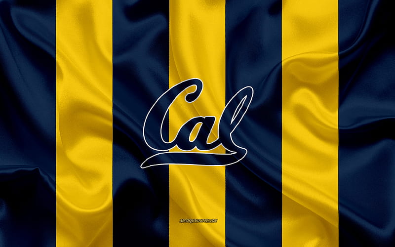 California Golden Bears, American football team, emblem, silk flag, blue yellow silk texture, NCAA, California Golden Bears logo, Berkeley, California, USA, American football, HD wallpaper