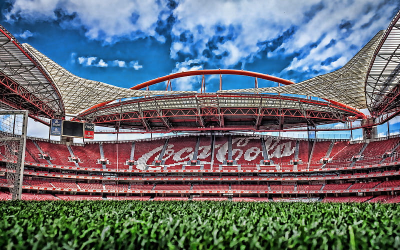 Estadio da Luz Benfica Stadium, empty stadium, football stadium, soccer, Benfica arena, Lisbon, Portugal, HD wallpaper