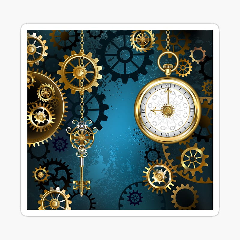 Turquoise Background with Gears ( Steampunk ) Poster by Blackmoon9. Redbubble, HD phone wallpaper