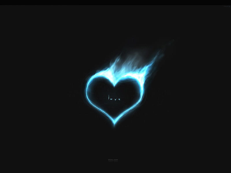 Blue Flame Love Hart, blue, heart, HD wallpaper