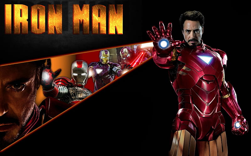 Invincible Iron Man aka Tony Stark, Invincible, Actor, Gold, background, Handsome, Red, Robert Downy Jr, Powerful, Light, Courageous, Beam, Iron Suit, HD wallpaper