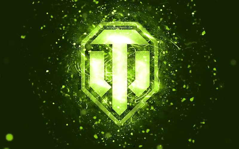 World of Tanks lime logo lime neon lights, WoT, creative, lime abstract background, World of Tanks logo, brands, WoT logo, World of Tanks, HD wallpaper