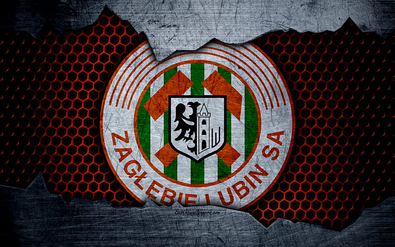 Zaglebie logo, Ekstraklasa, soccer, football club, Poland, grunge, Zaglebie Lubin, metal texture, Zaglebie FC, HD wallpaper