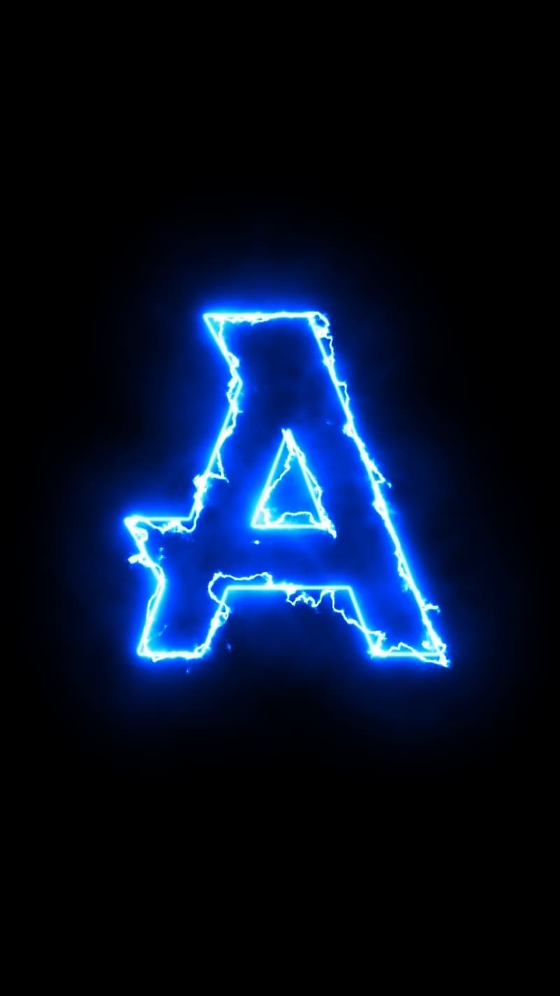 Letters, A In Blue Light, blue light, alphabet, HD phone wallpaper