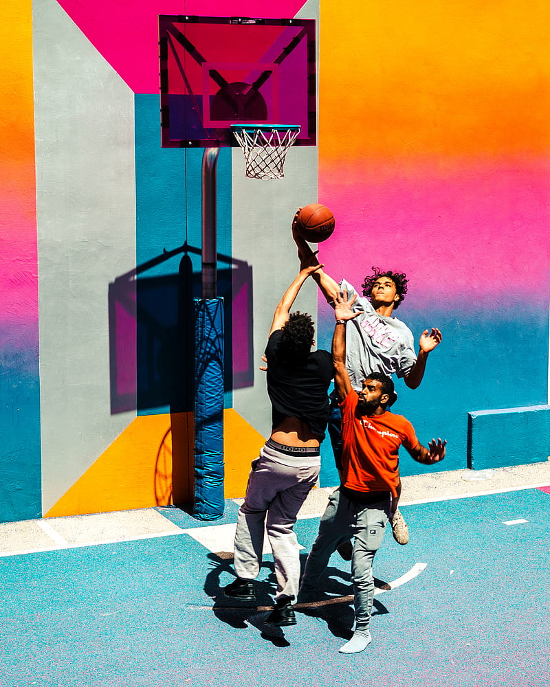 Three people playing basketball, HD phone wallpaper | Peakpx