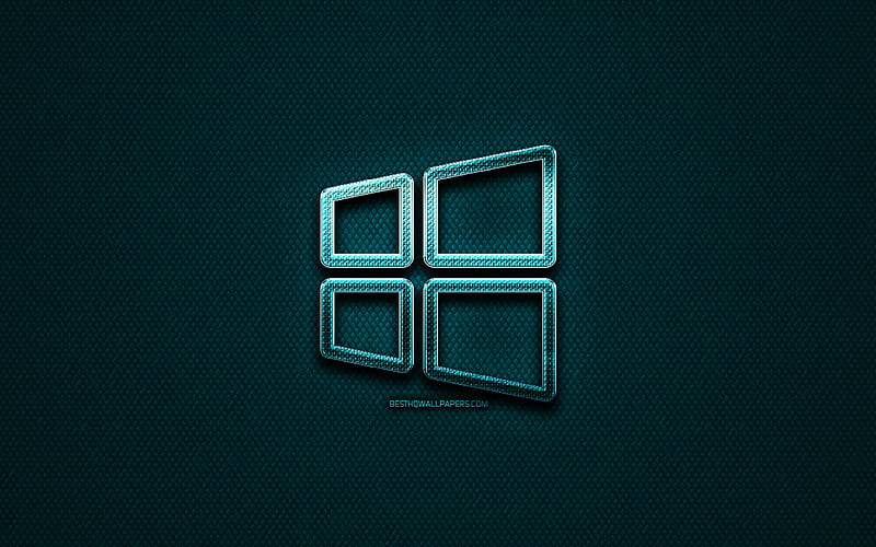 Windows 10 linear logo, creative, OS, blue metal background, Windows 10 logo, brands, Windows 10, HD wallpaper