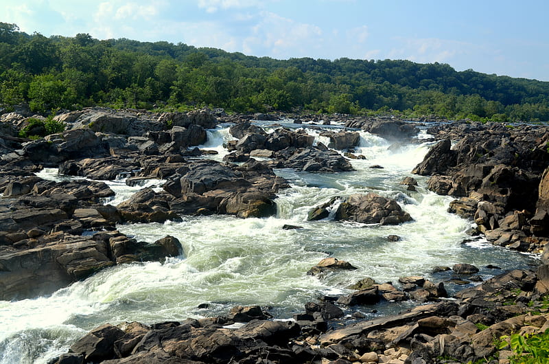 Great Falls on the Potomac River, Waterfalls, Rocks, Rivers, Nature, HD wallpaper