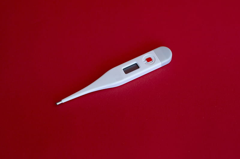 white thermometer on red surface, HD wallpaper