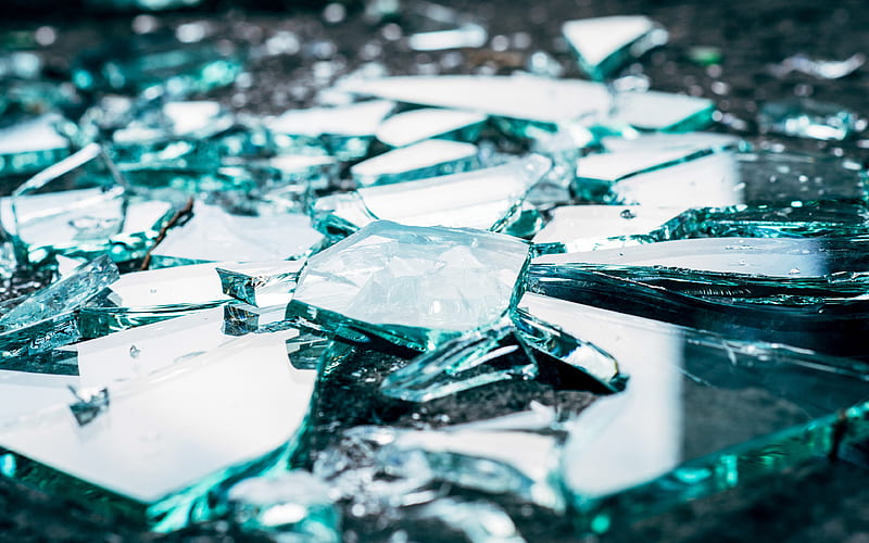 shards of glass glass splinters, broken glass, blue glass, broken glass textures, glass textures, glass, HD wallpaper
