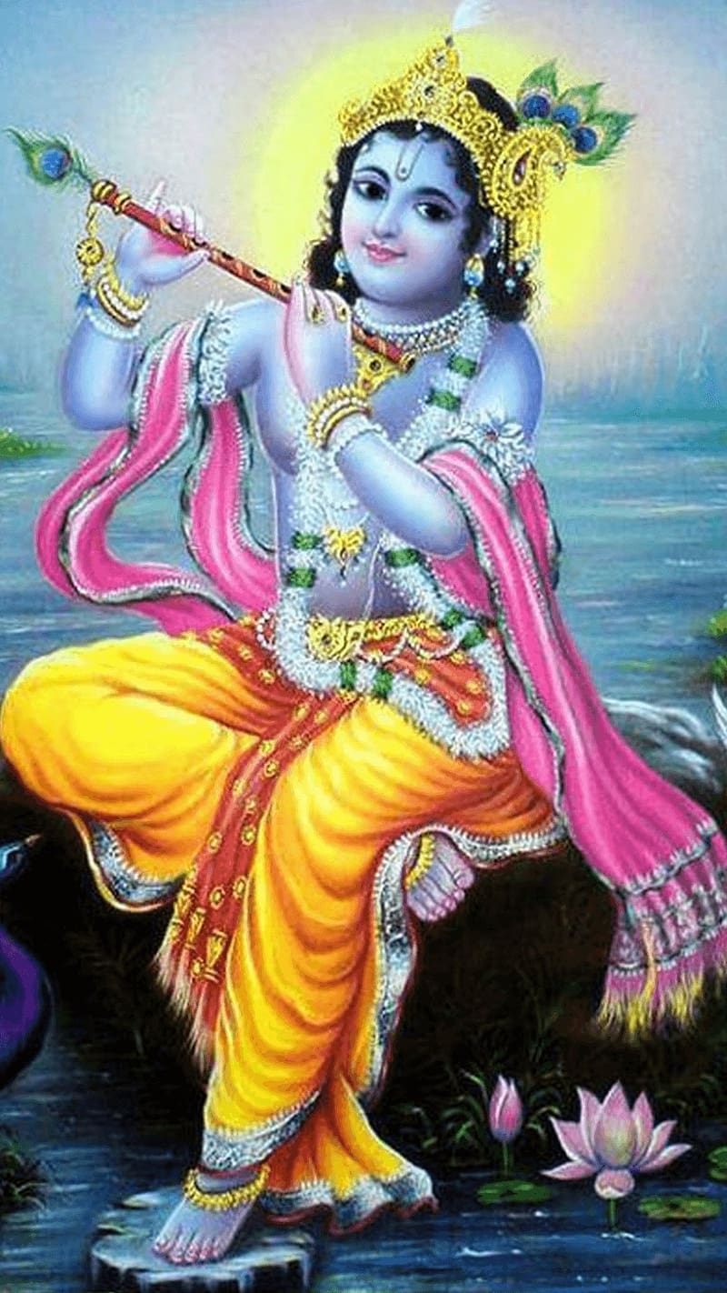 Shri Krishna Ji in Blue Background Ke, shri krishna ji ke, bhakti ...