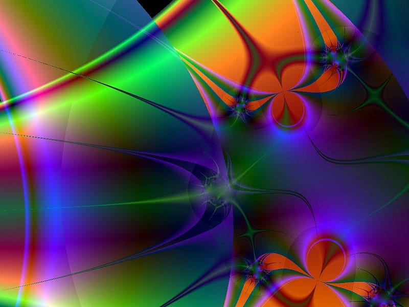 Connect, fantasy, fractal, multicolour, abstract, HD wallpaper