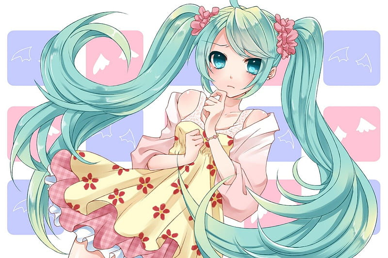 ~Pretty Hatsune~, vocaloid, pretty, ponytails, dress, hatsune miku ...