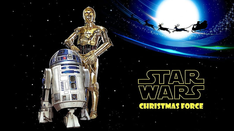 STAR WARS R2D2 & C3PO Christmas Force, hop, Christmas, Space, Star, Movie, Santa, Force, Galaxy, Star Wars, HD wallpaper