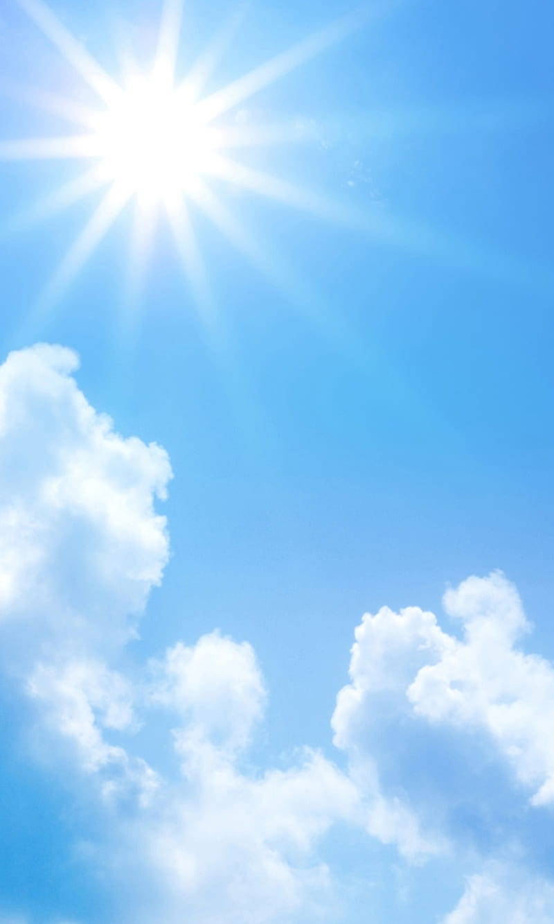 sunny day, bright, clouds, color, nature, new, nice, sky, sun, HD phone wallpaper