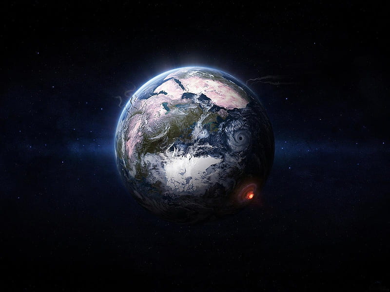 EARTH DISASTER, stars, black, planet, earth, HD wallpaper