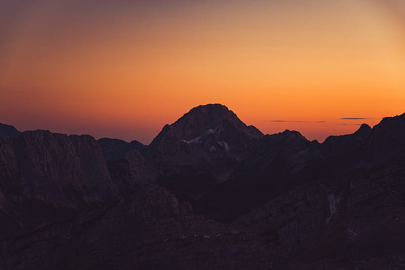 Orange Sky Landscape Sunset Mountains , mountains, sky, landscape, nature, sunset, HD wallpaper