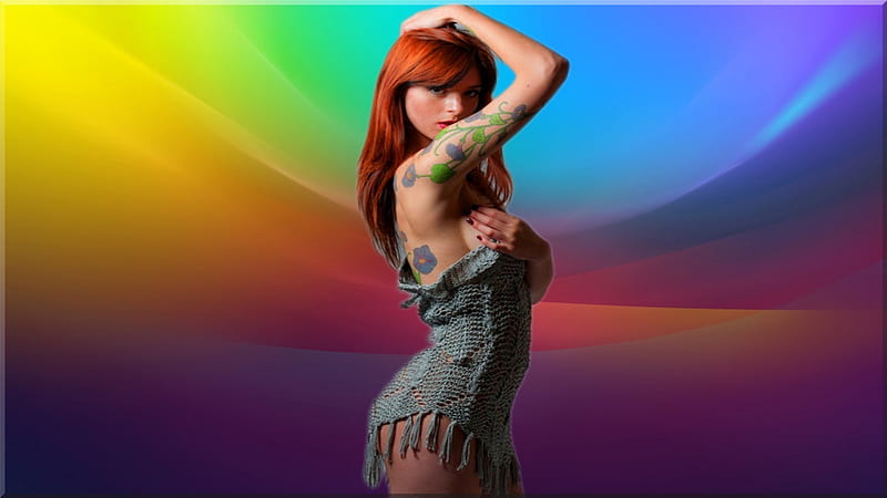 Tattooed Redhead, pretty, redhead, ginger, red head, bonito, woman, hot, beauty, gorgeous, babe, female, lovely, tattoo, red hair, sexy, girl, lady, HD wallpaper