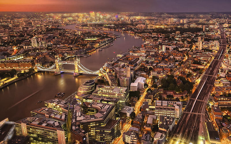 London, Tower Bridge, evening, River Thames, metropolis, London skyline,  big city, HD wallpaper | Peakpx
