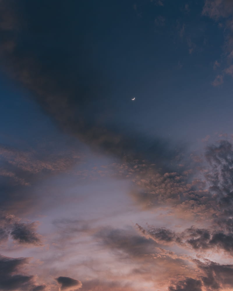 moon, sky, clouds, sunset, night, porous, HD phone wallpaper