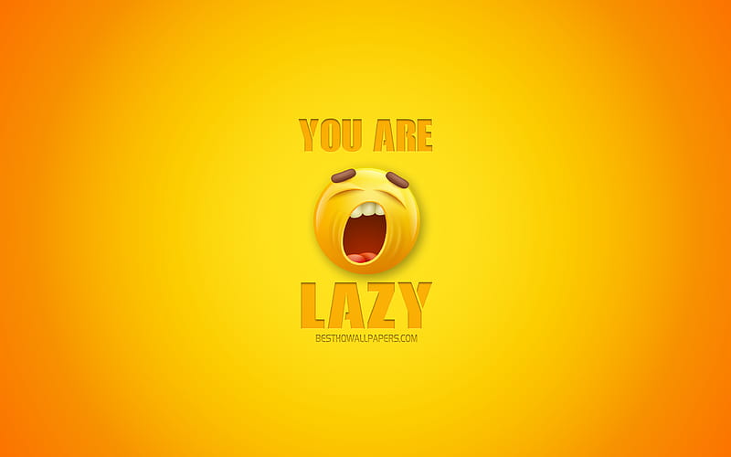 You are lazy, funny art, yellow background, 3d art, laziness concepts, HD wallpaper