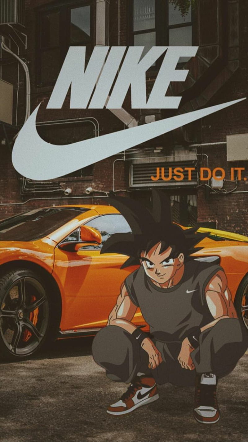 Goku Nike Car, ball, ball z, dragon, ferrari, goku, nike, son, HD phone wallpaper